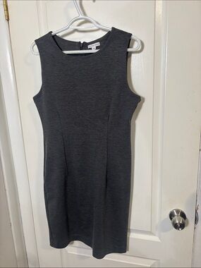 ALFRED SUNG Dark Charcoal Sleeveless Sheath Midi Dress
